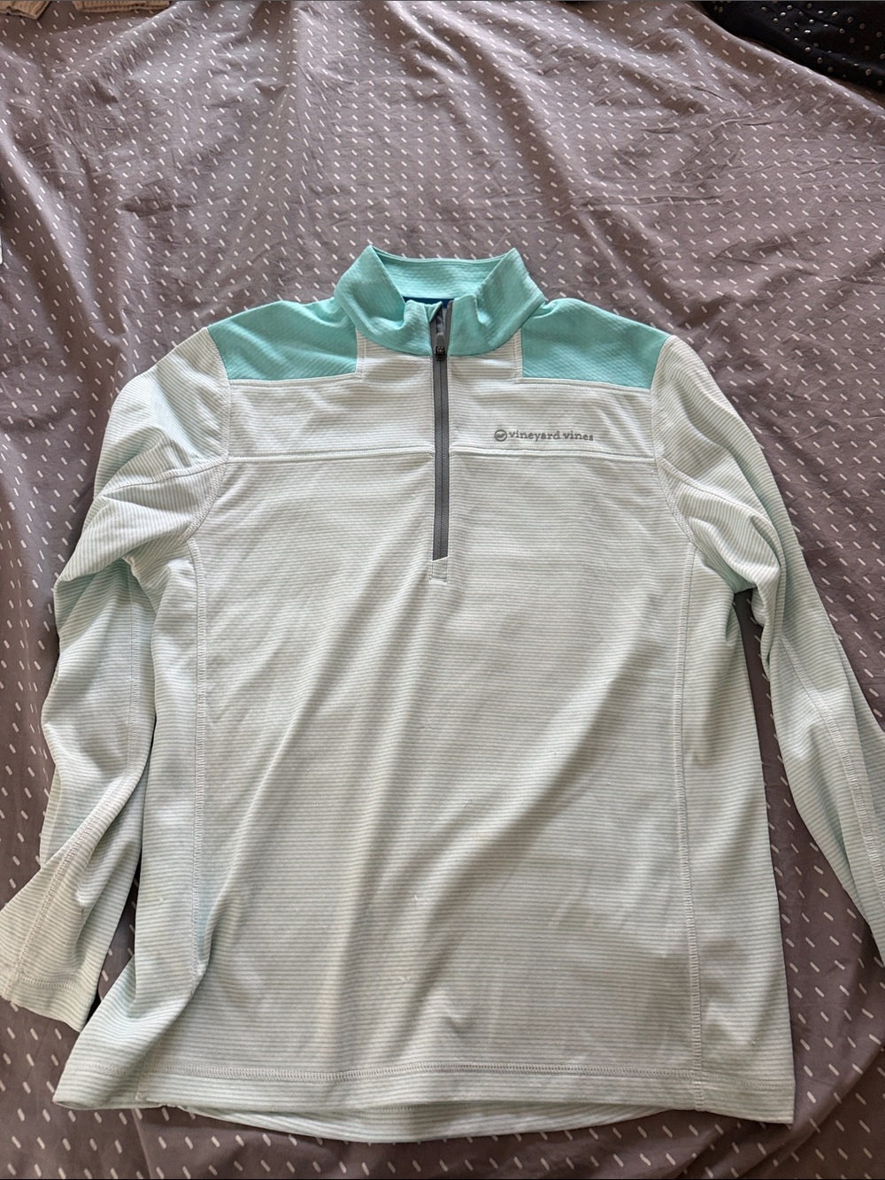Vineyard Vines Light Mint & Aqua Half-Zip Ski Pullover